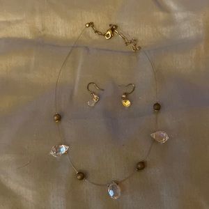 Swarovski Clear Teardrop Crystal in Necklace & Earrings..not new only worn once.